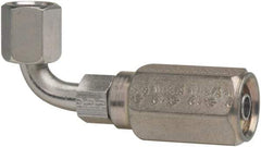 Parker - 9/16-18 Female JIC Steel Hydraulic Hose Female JIC Swivel & 90° Elbow & Short Drop - 5,000 psi, -6 Hose Size, 3/8" Hose Diam - Americas Industrial Supply