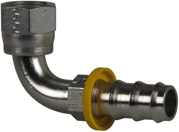 Parker - 7/8-14 Female JIC Steel Hydraulic Hose Female JIC Swivel & 90° Elbow & Short Drop - -10 Hose Size, 5/8" Hose Diam, Series 82 - Americas Industrial Supply