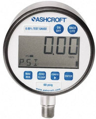 Ashcroft - 3" Dial, 1/4 Thread, 0-100 Scale Range, Pressure Gauge - Lower Connection Mount, Accurate to 0.1% of Scale - Americas Industrial Supply