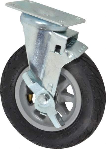Shepherd - 6" Diam x 1-1/4" Wide, Phenolic Swivel with Brake Caster - 150 Lb Capacity, Top Plate Mount, 2-5/8" x 3-3/4" Plate, Ball Bearing - Americas Industrial Supply