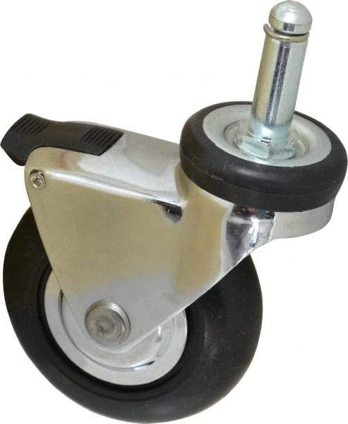 Shepherd - 3" Diam x 15/16" Wide x 3-7/8" OAH Stem Mount Swivel Caster with Brake - Neoprene, 110 Lb Capacity, Precision Ball Bearing, 7/16 x 1-7/16" Friction Stem - Americas Industrial Supply