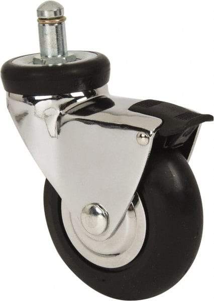 Shepherd - 3" Diam x 15/16" Wide x 3-7/8" OAH Stem Mount Swivel Caster with Brake - Neoprene, 110 Lb Capacity, Precision Ball Bearing, 7/16 x 7/8" Friction Stem - Americas Industrial Supply