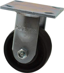 Albion - 4" Diam x 2" Wide x 5-5/8" OAH Top Plate Mount Rigid Caster - Glass Filled Nylon, 800 Lb Capacity, Roller Bearing, 4 x 4-1/2" Plate - Americas Industrial Supply