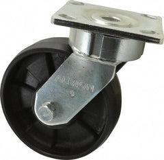 Albion - 6" Diam x 2" Wide x 7-1/2" OAH Top Plate Mount Swivel Caster - Glass Filled Nylon, 1,200 Lb Capacity, Precision Sealed Bearing, 4 x 4-1/2" Plate - Americas Industrial Supply