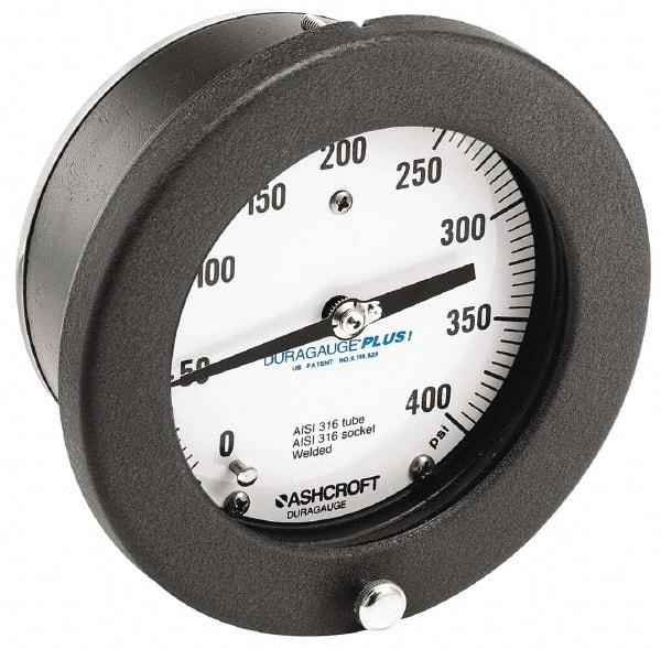 Ashcroft - 4-1/2" Dial, 1/4 Thread, 0-1,000 Scale Range, Pressure Gauge - Center Back Connection Mount, Accurate to 0.5% of Scale - Americas Industrial Supply