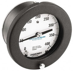 Ashcroft - 4-1/2" Dial, 1/4 Thread, 0-15 Scale Range, Pressure Gauge - Center Back Connection Mount, Accurate to 0.5% of Scale - Americas Industrial Supply