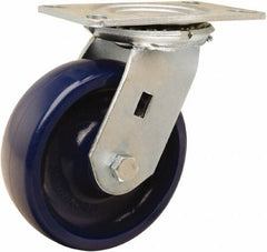 Hamilton - 6" Diam x 2" Wide x 7-1/2" OAH Top Plate Mount Swivel Caster - Polyurethane, 1,100 Lb Capacity, Sealed Precision Ball Bearing, 4-1/2 x 6-1/4" Plate - Americas Industrial Supply