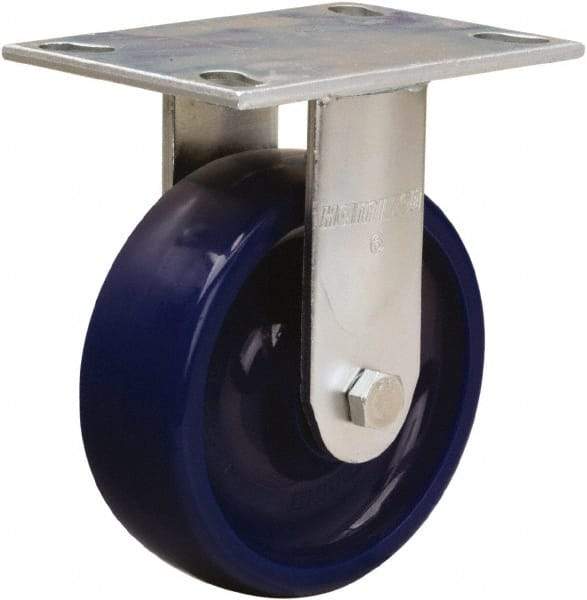 Hamilton - 6" Diam x 2" Wide x 7-1/2" OAH Top Plate Mount Rigid Caster - Polyurethane, 1,100 Lb Capacity, Sealed Precision Ball Bearing, 4-1/2 x 6-1/4" Plate - Americas Industrial Supply