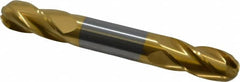 Hertel - 1/2" Diam, 1" LOC, 4 Flute Solid Carbide Ball End Mill - TiN Finish, Double End, 4" OAL, 1/2" Shank Diam - Americas Industrial Supply