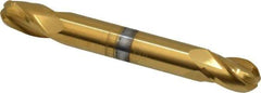Hertel - 5/16" Diam, 1/2" LOC, 4 Flute Solid Carbide Ball End Mill - TiN Finish, Double End, 2-1/2" OAL, 5/16" Shank Diam - Americas Industrial Supply