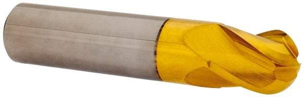 Hertel - 5/8" Diam, 3/4" LOC, 4 Flute Solid Carbide Ball End Mill - TiN Finish, Single End, 3" OAL, 5/8" Shank Diam - Americas Industrial Supply