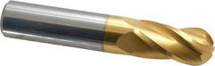 Hertel - 5/8" Diam, 1-1/4" LOC, 4 Flute Solid Carbide Ball End Mill - TiN Finish, Single End, 3-1/2" OAL, 5/8" Shank Diam - Americas Industrial Supply