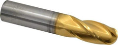 Hertel - 3/4" Diam, 1-1/2" LOC, 4 Flute Solid Carbide Ball End Mill - TiN Finish, Single End, 4" OAL, 3/4" Shank Diam - Americas Industrial Supply