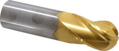 Hertel - 1" Diam, 1-1/2" LOC, 4 Flute Solid Carbide Ball End Mill - TiN Finish, Single End, 4" OAL, 1" Shank Diam - Americas Industrial Supply