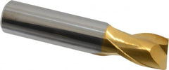 Hertel - 1/2", 5/8" LOC, 1/2" Shank Diam, 2-1/2" OAL, 2 Flute, Solid Carbide Square End Mill - Single End, TiN Finish, Spiral Flute, 30° Helix, Centercutting, Right Hand Cut - Americas Industrial Supply