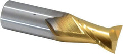 Hertel - 3/4", 1" LOC, 3/4" Shank Diam, 3" OAL, 2 Flute, Solid Carbide Square End Mill - Single End, TiN Finish, Spiral Flute, 30° Helix, Centercutting, Right Hand Cut - Americas Industrial Supply