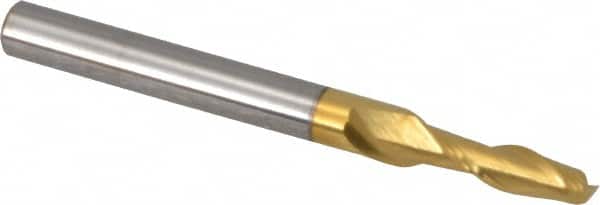 Hertel - 5/32", 9/16" LOC, 3/16" Shank Diam, 2" OAL, 2 Flute, Solid Carbide Square End Mill - Single End, TiN Finish, Spiral Flute, 30° Helix, Centercutting, Right Hand Cut - Americas Industrial Supply