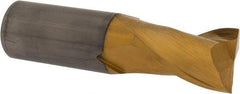 Hertel - 1", 1-1/2" LOC, 1" Shank Diam, 4" OAL, 2 Flute, Solid Carbide Square End Mill - Single End, TiN Finish, Spiral Flute, 30° Helix, Centercutting, Right Hand Cut - Americas Industrial Supply