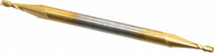 Hertel - 1/16", 3/16" LOC, 1/8" Shank Diam, 2" OAL, 2 Flute, Solid Carbide Square End Mill - Double End, TiN Finish, 30° Helix, Centercutting - Americas Industrial Supply