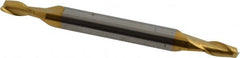 Hertel - 5/32", 7/16" LOC, 3/16" Shank Diam, 3" OAL, 2 Flute, Solid Carbide Square End Mill - Double End, TiN Finish, 30° Helix, Centercutting - Americas Industrial Supply