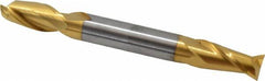 Hertel - 3/8", 3/4" LOC, 3/8" Shank Diam, 3-1/2" OAL, 2 Flute, Solid Carbide Square End Mill - Double End, TiN Finish, 30° Helix, Centercutting - Americas Industrial Supply