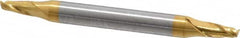 Hertel - 1/8", 1/4" LOC, 1/8" Shank Diam, 1-1/2" OAL, 2 Flute, Solid Carbide Square End Mill - Double End, TiN Finish, 30° Helix, Centercutting - Americas Industrial Supply