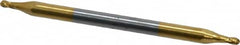Hertel - 1/16", 3/16" LOC, 1/8" Shank Diam, 2" OAL, 4 Flute, Solid Carbide Square End Mill - Double End, TiN Finish, 30° Helix, Centercutting, Right Hand Cut - Americas Industrial Supply