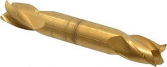 Hertel - 3/8", 9/16" LOC, 3/8" Shank Diam, 2-1/2" OAL, 4 Flute, Solid Carbide Square End Mill - Double End, TiN Finish, 30° Helix, Centercutting, Right Hand Cut - Americas Industrial Supply
