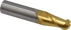 Hertel - 3/8" Diam, 5/8" LOC, 2 Flute Solid Carbide Ball End Mill - TiN Finish, Single End, 2" OAL, 3/8" Shank Diam - Americas Industrial Supply