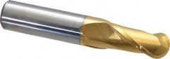 Hertel - 5/8" Diam, 1-1/4" LOC, 2 Flute Solid Carbide Ball End Mill - TiN Finish, Single End, 3-1/2" OAL, 5/8" Shank Diam - Americas Industrial Supply
