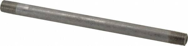 Merit Brass - Schedule 80, 1/8" Pipe x 6" Long, Grade 304/304L Stainless Steel Pipe Nipple - Seamless & Threaded - Americas Industrial Supply