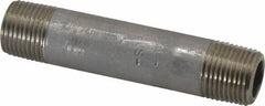 Merit Brass - Schedule 80, 3/8" Pipe x 3" Long, Grade 304/304L Stainless Steel Pipe Nipple - Seamless & Threaded - Americas Industrial Supply