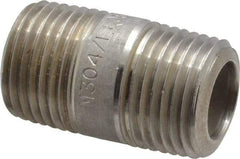 Merit Brass - Schedule 80, 1/2" Pipe x 1-1/2" Long, Grade 304/304L Stainless Steel Pipe Nipple - Seamless & Threaded - Americas Industrial Supply