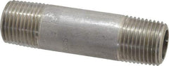 Merit Brass - Schedule 80, 1/2" Pipe x 3" Long, Grade 304/304L Stainless Steel Pipe Nipple - Seamless & Threaded - Americas Industrial Supply