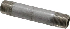 Merit Brass - Schedule 80, 1/2" Pipe x 4" Long, Grade 304/304L Stainless Steel Pipe Nipple - Seamless & Threaded - Americas Industrial Supply