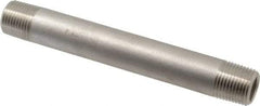 Merit Brass - Schedule 80, 1/2" Pipe x 6" Long, Grade 304/304L Stainless Steel Pipe Nipple - Seamless & Threaded - Americas Industrial Supply