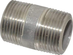 Merit Brass - Schedule 80, 3/4" Pipe x 1-1/2" Long, Grade 304/304L Stainless Steel Pipe Nipple - Seamless & Threaded - Americas Industrial Supply