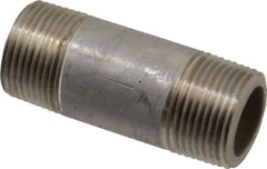 Merit Brass - Schedule 80, 3/4" Pipe x 2-1/2" Long, Grade 304/304L Stainless Steel Pipe Nipple - Seamless & Threaded - Americas Industrial Supply