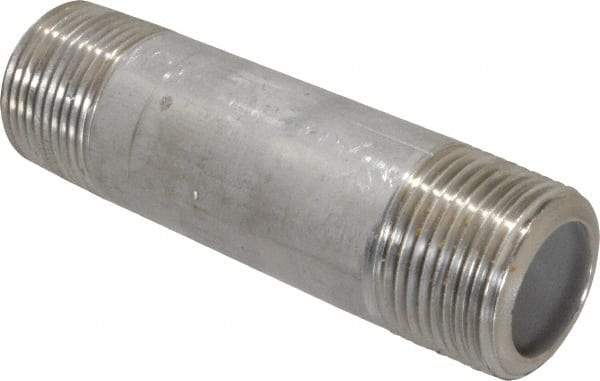 Merit Brass - Schedule 80, 3/4" Pipe x 3-1/2" Long, Grade 304/304L Stainless Steel Pipe Nipple - Seamless & Threaded - Americas Industrial Supply