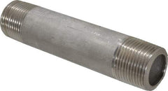 Merit Brass - Schedule 80, 3/4" Pipe x 4-1/2" Long, Grade 304/304L Stainless Steel Pipe Nipple - Seamless & Threaded - Americas Industrial Supply