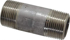 Merit Brass - Schedule 80, 1" Pipe x 3" Long, Grade 304/304L Stainless Steel Pipe Nipple - Seamless & Threaded - Americas Industrial Supply