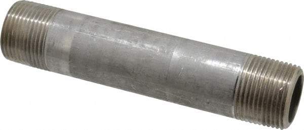 Merit Brass - Schedule 80, 1" Pipe x 6" Long, Grade 304/304L Stainless Steel Pipe Nipple - Seamless & Threaded - Americas Industrial Supply