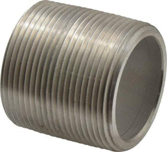 Merit Brass - Schedule 80, 1-1/2" Pipe x 1-3/4" Long, Grade 304/304L Stainless Steel Pipe Nipple - Seamless & Threaded - Americas Industrial Supply