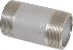 Merit Brass - Schedule 80, 2" Pipe x 4" Long, Grade 304/304L Stainless Steel Pipe Nipple - Seamless & Threaded - Americas Industrial Supply