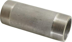 Merit Brass - Schedule 80, 2" Pipe x 6" Long, Grade 304/304L Stainless Steel Pipe Nipple - Seamless & Threaded - Americas Industrial Supply