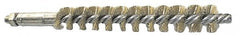 Schaefer Brush - 4" Brush Length, 11/16" Diam, Double Stem, Single Spiral Tube Brush - 6-1/4" Long, Brass, 1/4-28 Male Connection - Americas Industrial Supply