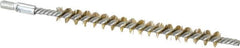 Schaefer Brush - 3" Brush Length, 1/4" Diam, Double Stem, Single Spiral Tube Brush - 4-1/2" Long, Brass, 8-32 Male Connection - Americas Industrial Supply