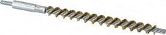 Schaefer Brush - 4" Brush Length, 3/8" Diam, Double Stem, Single Spiral Tube Brush - 6-1/4" Long, Brass, 8-32 Male Connection - Americas Industrial Supply