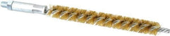 Schaefer Brush - 4" Brush Length, 1/2" Diam, Double Stem, Single Spiral Tube Brush - 6-1/4" Long, Brass, 1/4-28 Male Connection - Americas Industrial Supply