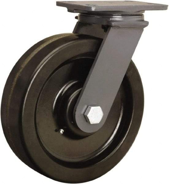 Hamilton - 8" Diam x 2-1/2" Wide x 10-1/4" OAH Top Plate Mount Swivel Caster - Phenolic, 2,000 Lb Capacity, Straight Roller Bearing, 4-1/2 x 6-1/2" Plate - Americas Industrial Supply
